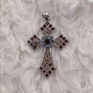 Sparkling Rhinestone Studded Cross Pendant